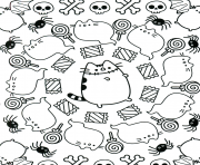 Printable pusheen halloween coloring pages