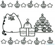 Printable pusheen cupcake party gifts coloring pages