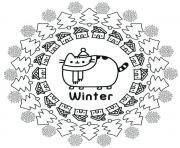 Printable Pusheen Winter coloring pages