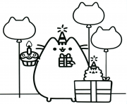 Printable pusheen the cat party coloring pages