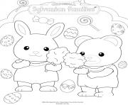 Printable the sylvanian families celebrate easter coloring pages