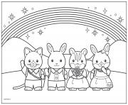 Printable calico critters rainbow with friends coloring pages