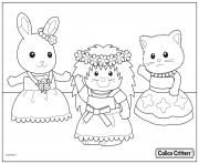 Printable calico critters dance party time coloring pages