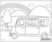 Printable calico critters in the car for trip coloring pages