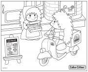 Printable calico critters pizza delivery coloring pages