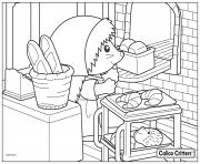 Printable calico critters cooking croissant bread coloring pages
