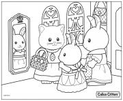 Printable calico critters getting ready for the church coloring pages