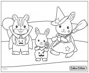 Printable calico critters halloween costumes coloring pages