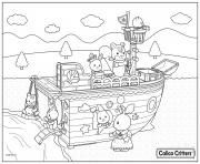 Printable calico critters boat trip captain coloring pages