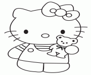 Printable hello kitty with his teddy bear coloring pages