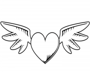 Printable heart with wings valentines day coloring pages