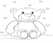 Printable teddy bear valentines love heart coloring pages