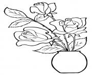 Printable three roses in a pot a4 coloring pages
