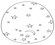 Printable easter egg with stars and moon coloring pages