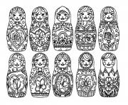 Printable best russian dolls adult coloring pages