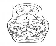 Printable russian dolls flowers coloring pages