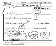 Printable Kool Smiles Crowns and Fillings Activity Sheet coloring pages