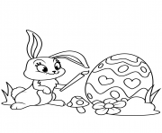 Printable cute easter bunny painting egg coloring pages