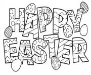 Printable Great Happy Easter Text to color coloring pages
