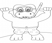 Printable snorkeling hippo coloring pages