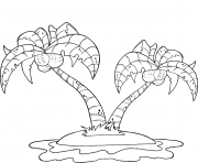 Printable coconut palm trees on island coloring pages