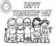 Printable happy teachers day students picture coloring pages