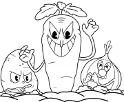Printable cuphead carrot Botanic panic coloring pages