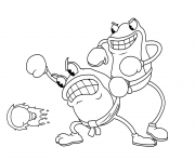 Printable cuphead frogs fight coloring pages