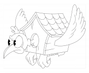 Printable cuphead bird house coloring pages