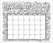 Printable march calendar 2019 flowers coloring pages
