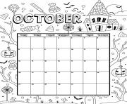 Printable october coloring calendar 2019 coloring pages