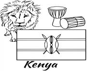 Printable kenya flag lion coloring pages