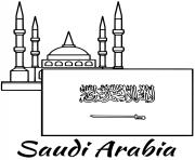Printable saudi arabia flag mosque coloring pages