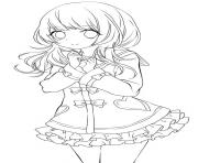 Printable chibi school girl coloring pages