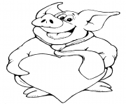 Printable pig with heart coloring pages