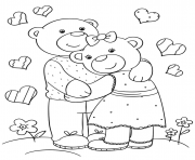 Printable cute bears hugging by Lena London coloring pages