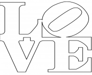 Printable robert indiana love text coloring pages