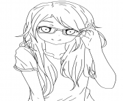 Printable Girl With Glasses Lineart coloring pages