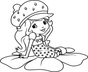 Printable Strawberry Shortcake Sitting Cartoon coloring pages
