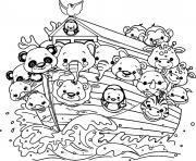 Printable animal cartoon on a boat coloring pages