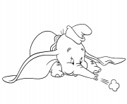 Printable dumbo blows from his trunk coloring pages