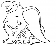 Printable shy dumbo cartoon coloring pages