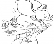 Printable crow helps dumbo to fly again coloring pages