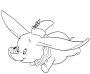 Printable dumbo flies with timothy and magic feather coloring pages