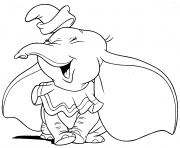 Printable dumbo is laughing joyful coloring pages