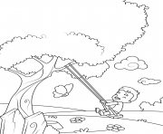 Printable boy on a swing coloring pages