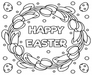 Printable happy easter black and white illustration  coloring pages