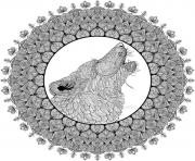 Printable mandala animal adult difficult wolfe coloring pages