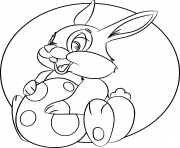 Printable easter bunny holding an egg coloring pages