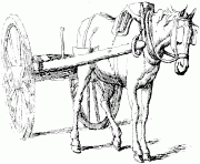 Printable Horse and Wagon coloring pages